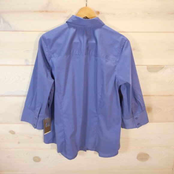 NWT Merona Womens Plus Size 18W Button-up Shirt Muted Blue Office Career Top - Picture 3 of 10